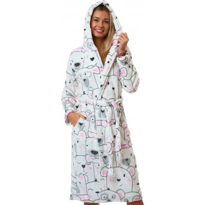 Dámský huňatý župan s kapucí bílý s motivem ledních medvědů 1Z1720 bílá – Zbozi.Blesk.cz