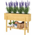 Outsunny Vyvýšený záhon s policí, 100 x 30 x 70,5 cm | přírodní – Hledejceny.cz
