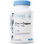 Osavi Zinc + Copper, zinek a měď, 15 mg + 1 mg, 120 rostlinných kapslí – Hledejceny.cz
