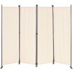 MultiGarden AW-022/4TLG Skládací zahradní a pokojový paraván 4 dílný 167 x 216 cm béžový – Zbozi.Blesk.cz