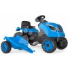 Šlapadlo Smoby Traktor XL Blue s pedály a přívěsem