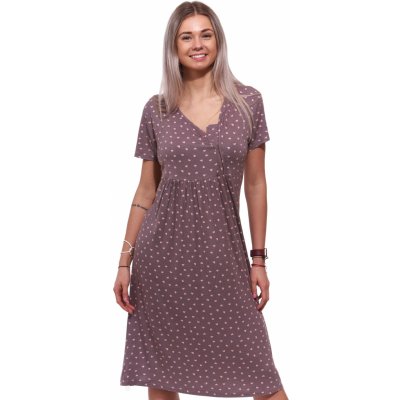 Jemná košilka se vzorem růžových srdíček pro ženy 1D1501 hnědá – Zboží Dáma