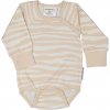 Kojenecké body Bambusové body dětské s dlouhým rukávem Soft beige zebra Geggamoja