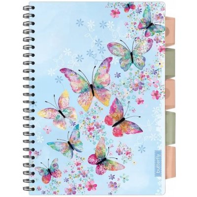 Argus Spirálový sešit blok A4 s pořadačem Butterfly Blue – Sleviste.cz