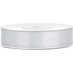 Jednolící atlasová stuha - 12 mm - stříbrná ( 25 m / ks ) – Zboží Dáma