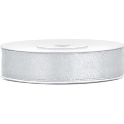 Jednolící atlasová stuha - 12 mm - stříbrná ( 25 m / ks ) – Zboží Dáma