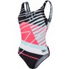 Speedo Placement U-Back 1 Piece black white/Sky/Lava Red