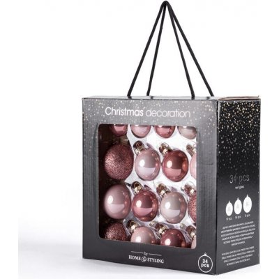 decoDoma Sada skleněných vánočních ozdob starorůžová 34 ks – Zbozi.Blesk.cz