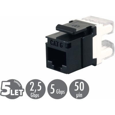 Solarix Zařezávací keystone CAT6 UTP RJ45 černý SXKJ-6-UTP-BK 25286601