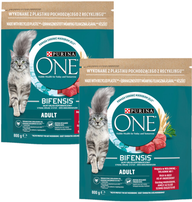 Purina One krmivo pro dospělé kočky s hovězím masem 2 x 0,8 kg