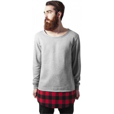 Long Flanell Bottom Open Edge Crewneck gry/blk/red
