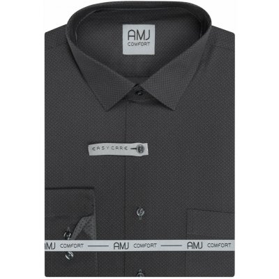 AMJ pánská bavlněná košile dlouhý rukáv regular fit VDBR1481 tmavě šedá kostičkovaná – Zboží Dáma