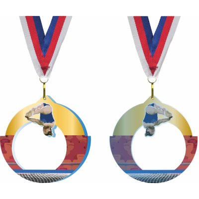 Akrylátová medaile Gymnastika trampolína Zlatá