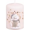 Svíčka Ceramicus TEDDY SVÁTEČNÍ vánoční d7x10cm růžová