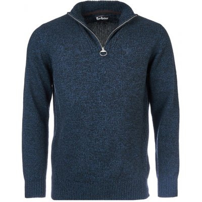 Barbour vlněný svetr se zapínáním na zip Essential Lambswool Half Zip Sweater navy mix – Hledejceny.cz