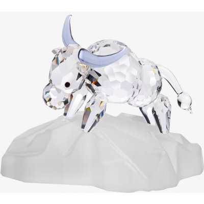 Preciosa Skleněná figurka Buvol - čínský zodiak z českého křišťálu Preciosa, vyšší podstavec, šedá – Hledejceny.cz