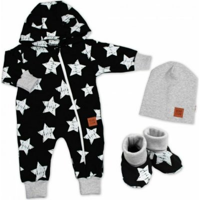 Baby Nellys Rastúci teplákový overal pre bábätko, čiapky, topánky, 3D, Nature Star čierny – Zboží Dáma