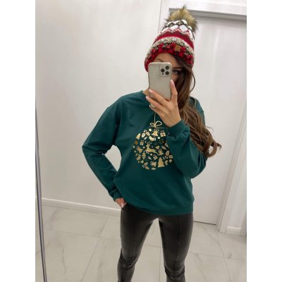 Mikina vánoční koulí 03 zelená BLZ27-21 – Zboží Dáma