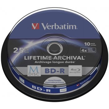 Verbatim BD-R 25GB 4x, M-Disc, printable, cakebox, 10ks (43825)