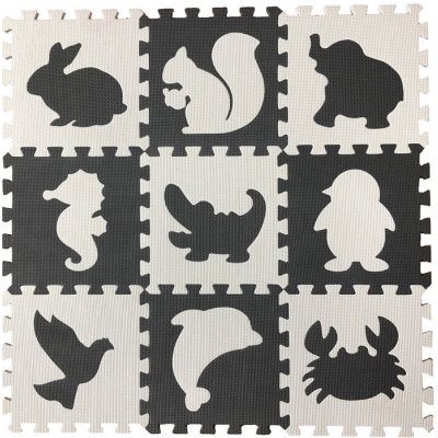 Bella Nova Pěnové puzzle 9 ks 30 x 30 x 1 cm zvířátka černobílé – Zboží Dáma