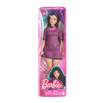 Barbie ModelkabČerno-Růžové Kostkované Šaty