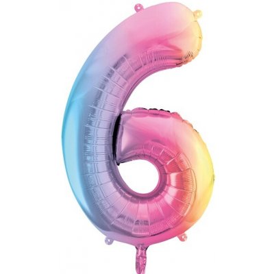 PartyDeco Balónek fóliový číslo 6 pastelově duhový 86 cm – Zboží Dáma