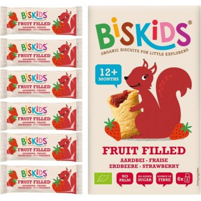 BISkids BIO měkké dětské sušenky s jahodovým pyré bez přidaného cukru 33% ovoce 120 g – Sleviste.cz