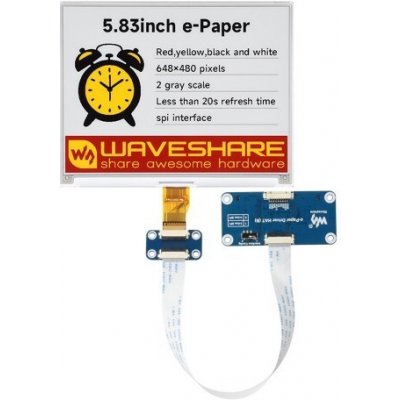 Waveshare 5,83" e-Paper displej HAT, čtyřbarevný (G) – Zboží Živě