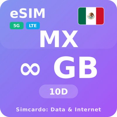 Mexiko Neomezený Mobilní Internet - eSIM 10 dní datová SIM karta (esims_ULP_10D_MX_V2) – Zboží Živě