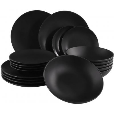 HIT Jídelní sada talířů 18 ks černá – Zboží Dáma