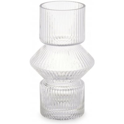 Giftdecor Skleněná váza, rýhované sklo, 9,5 x 16,5 cm, transparentní transparentní – Hledejceny.cz