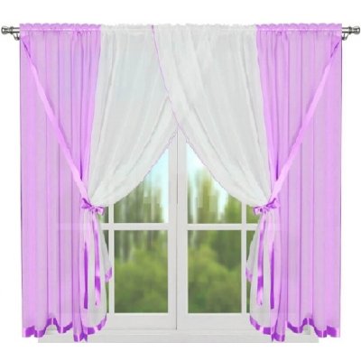 BytoTex Hotová voálová záclona L 44 fialová 400x150 cm – Hledejceny.cz