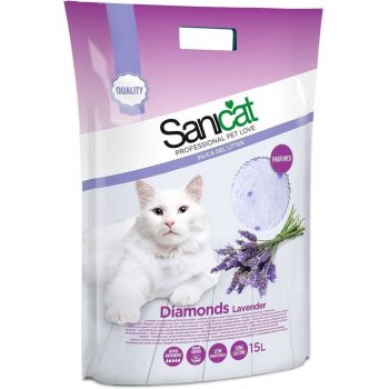 Sanicat Diamonds silikonová podestýlka levandule 15 l