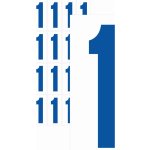 Čísla samolepící 1 modrá samolepící vinylová fólie 50 mm písmo - aršík 8 ks – Zboží Dáma