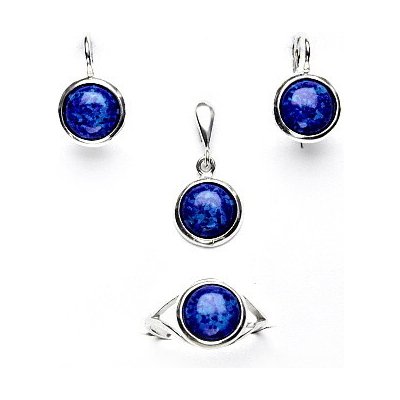 Čištín Zlaté náušnice prsten a přívěsek bílé i žluté zlato syntetický tmavě i světle modrý opál sada NK T P 1503 – Hledejceny.cz