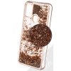 Pouzdro a kryt na mobilní telefon Samsung 1Mcz Liquid Hexagon Sparkle ochranné s přesépacím efektem třpytek Samsung Galaxy M21 zlaté