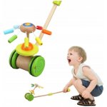 Teddies strkadlo kolotoč tlačící duhový dřevo 50cm na kolečkách s tyčkou v krabici 20x29x14cm – Zbozi.Blesk.cz