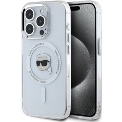 Karl Lagerfeld IML Karl Head Metal Frame MagSafe Zadní Kryt pro iPhone 15 Pro Max Transparent KLHMP15XHLSKIH