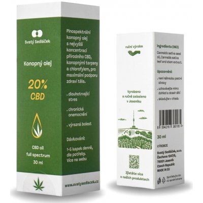 Svatý Sedláček Konopný olej 20% CBD 30 ml – Sleviste.cz