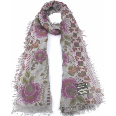 Made in Italy dámský šátek s květovaným vzorem taupe – Zboží Mobilmania