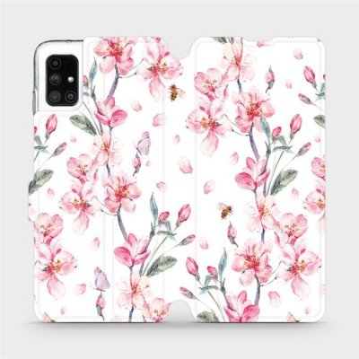 Pouzdro Mobiwear parádní flip Samsung Galaxy M51 - M124S Růžové květy