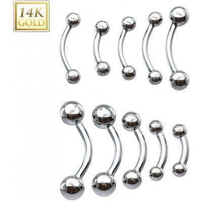 Šperky4U zlatý piercing do obočí kuličky ZL01107-1208-WG