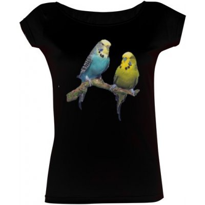 Tričko s potiskem Andulka vlnkovaná černá – Zboží Dáma