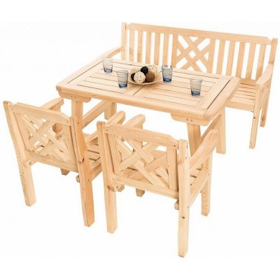 DEOKORK Masivní zahradní sestava z borovice ROMANTIC 1+2+1 (32 mm) 200 cm – Hledejceny.cz