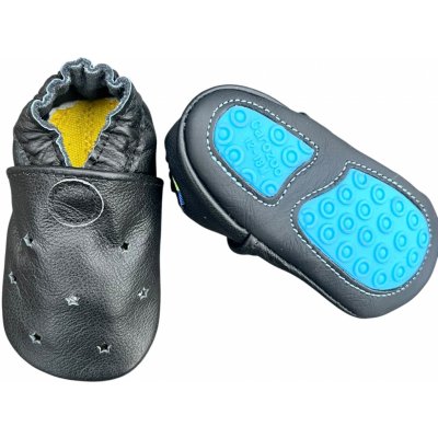 Carozoo kožené capáčky s gumovou podrážkoučerné perforované černá – Zboží Mobilmania