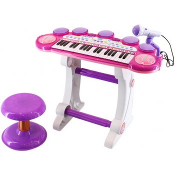 Tomido dětské klávesy s mikrofonem a židličkou růžové