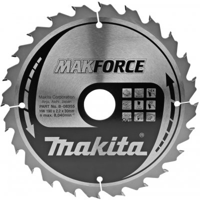 Makita MakForce B-08355 Pilový kotouč na dřevo 190x30 mm 24 zubů – Zboží Mobilmania
