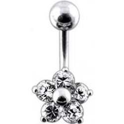 Šperky4U stříbrný piercing do pupíku kytička BP01070-C