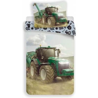 Jerry Fabrics Povlečení Traktor green 140x200 70x90