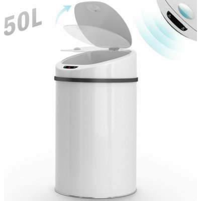 Jago Bezdotykový koš na odpadky se senzorem, 50 l, bílý – Zboží Dáma